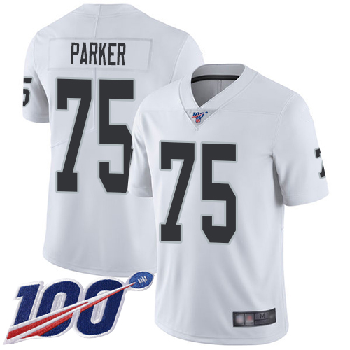 Men Oakland Raiders Limited White Brandon Parker Road Jersey NFL Football #75 100th Season Vapor Jersey->oakland raiders->NFL Jersey